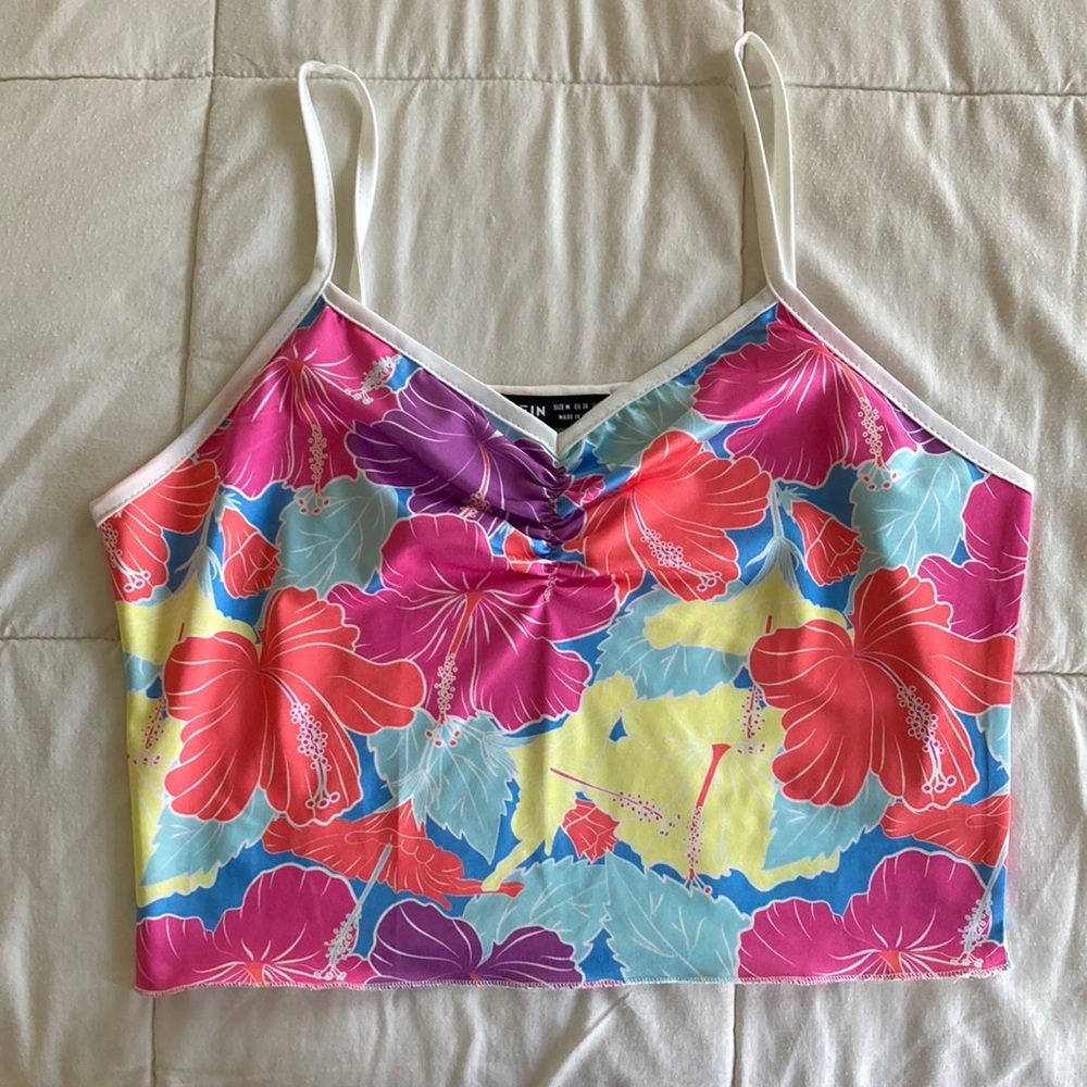 Shein Tropical Neon Cropped Tank Top